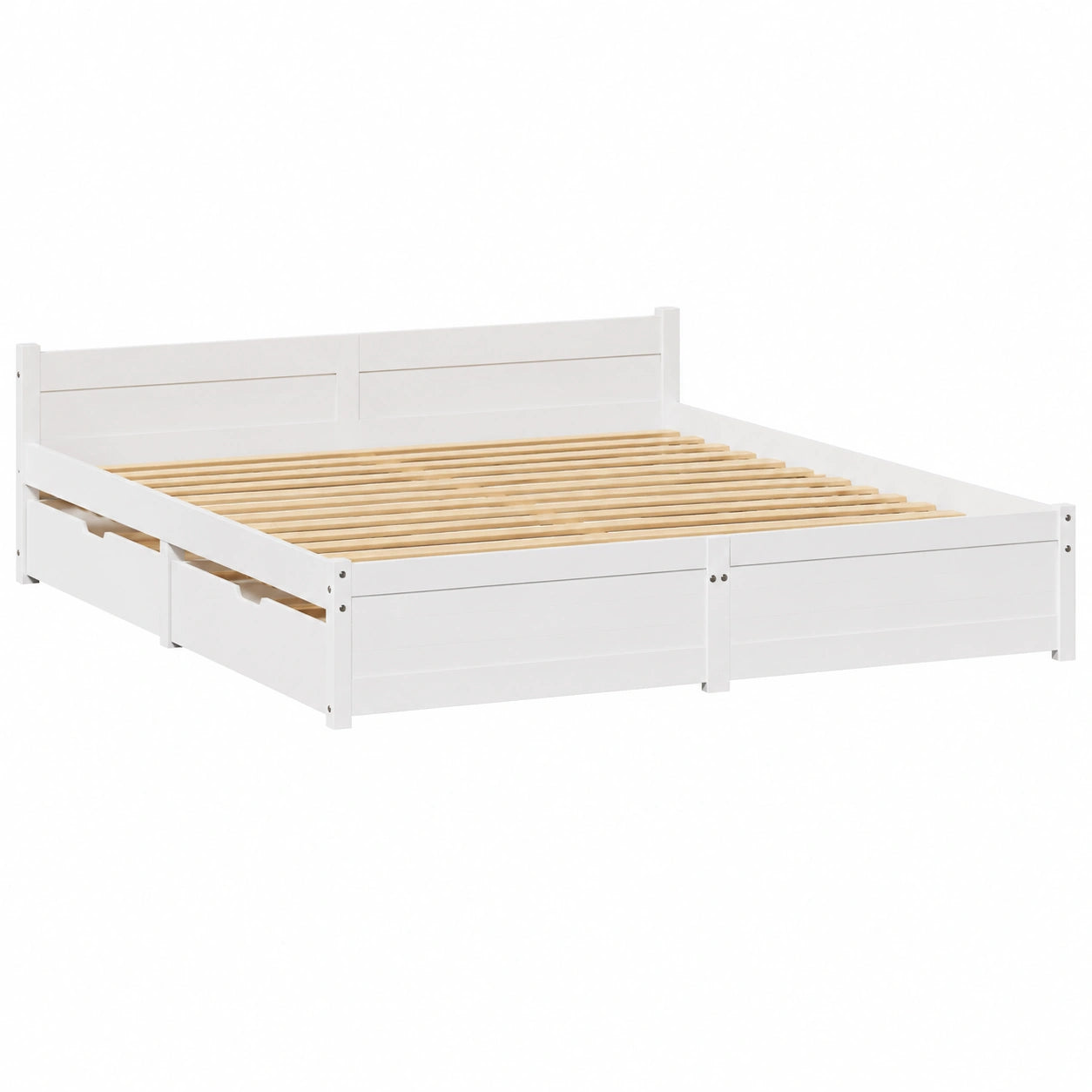 Massivholzbett – aus Massivholz, 180 × 200 cm, mit Schubladen, mit Lattenrost, aus Kiefernholz, für Schlafzimmer