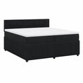 Boxspringbett – 200 × 200 cm, gepolstert, mit Lattenrost, aus Samt, Schwarz, für Schlafzimmer