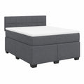 Boxspringbett – 160 × 200 cm, gepolstert, mit Lattenrost, aus Samt, Dunkelgrau, für Schlafzimmer