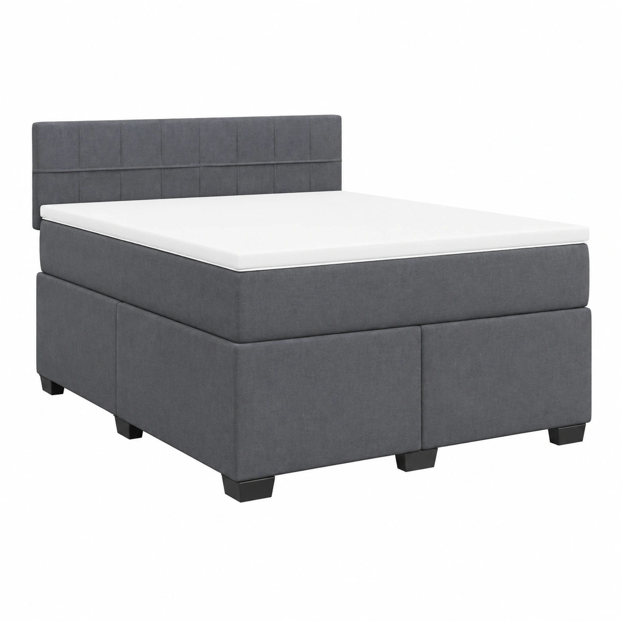 Boxspringbett – 160 × 200 cm, gepolstert, mit Lattenrost, aus Samt, Dunkelgrau, für Schlafzimmer