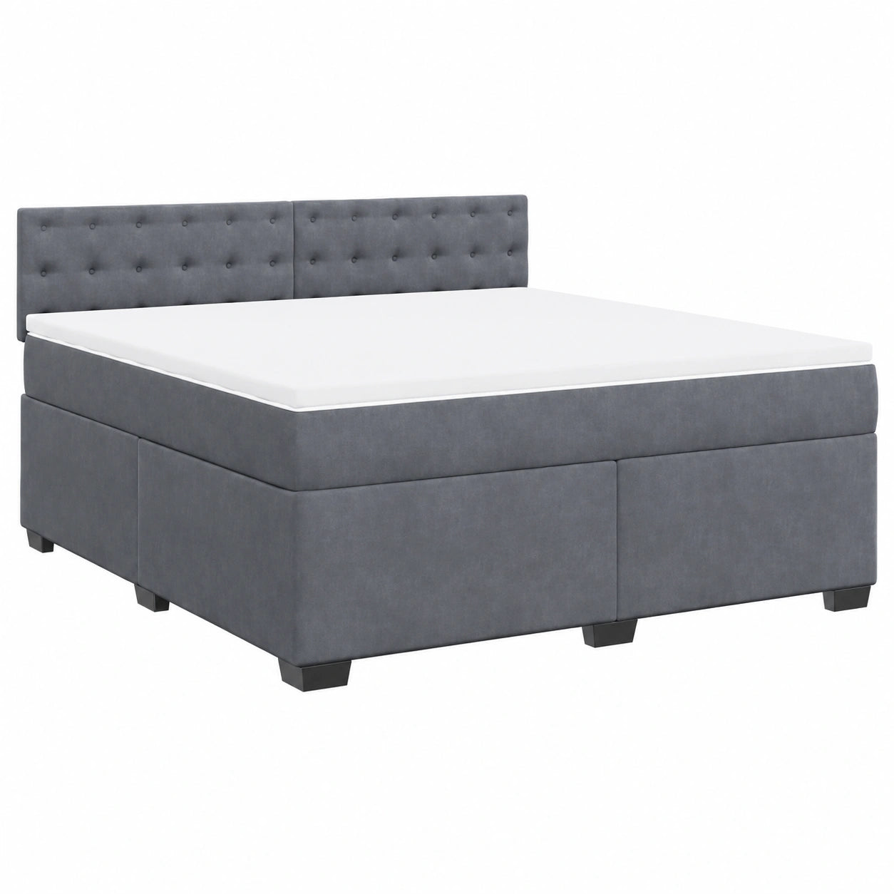 Boxspringbett – 180 × 200 cm, gepolstert, mit Lattenrost, aus Samt, Dunkelgrau, für Schlafzimmer