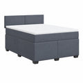 Boxspringbett – 160 × 200 cm, gepolstert, mit Lattenrost, aus Samt, Dunkelgrau, für Schlafzimmer