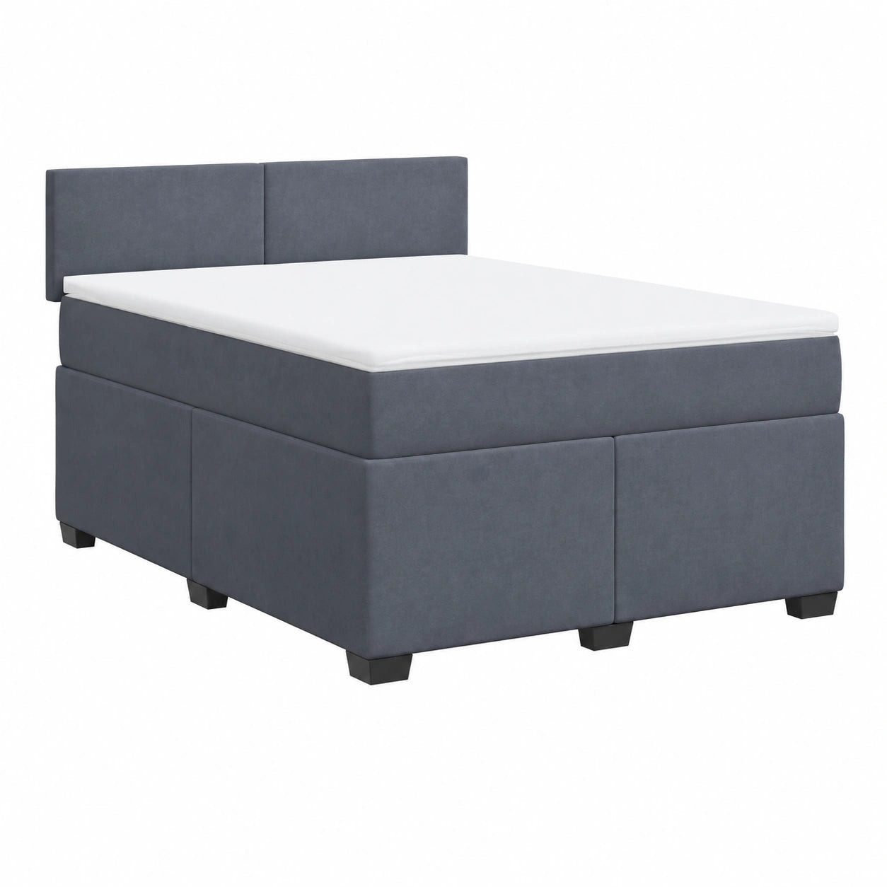 Boxspringbett – 160 × 200 cm, gepolstert, mit Lattenrost, aus Samt, Dunkelgrau, für Schlafzimmer