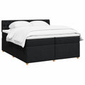 Boxspringbett – 200 × 200 cm, aus Stoff, Schwarz, für Schlafzimmer