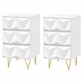 Beistelltisch – 2er-Set, 40 × 62,5 × 40 cm, mit Schubladen, Gold, für Schlafzimmer