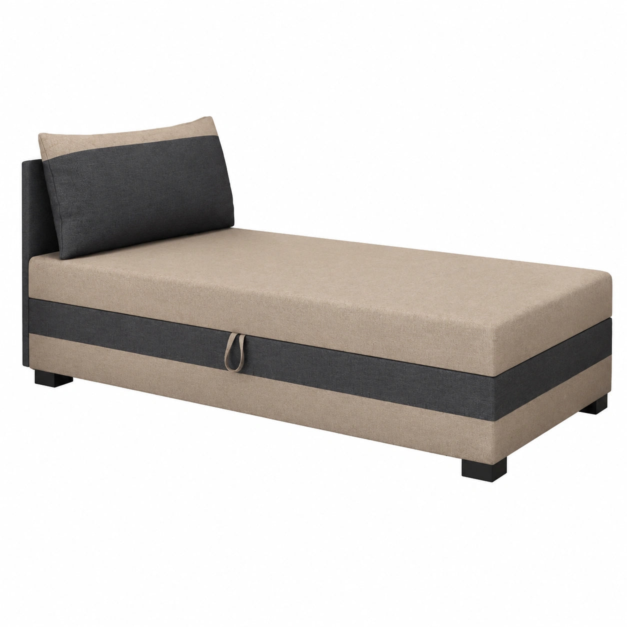 Boxspringbett – 90 × 200 × 38 cm, gepolstert, mit Bettkasten, Beige