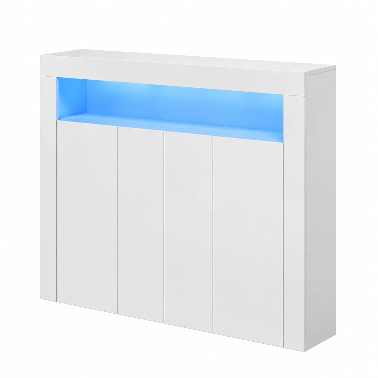 Sideboard – 116 × 35 × 93 cm, mit LED-Beleuchtung, mit mehreren Türen, für Esszimmer, Küche und Wohnzimmer