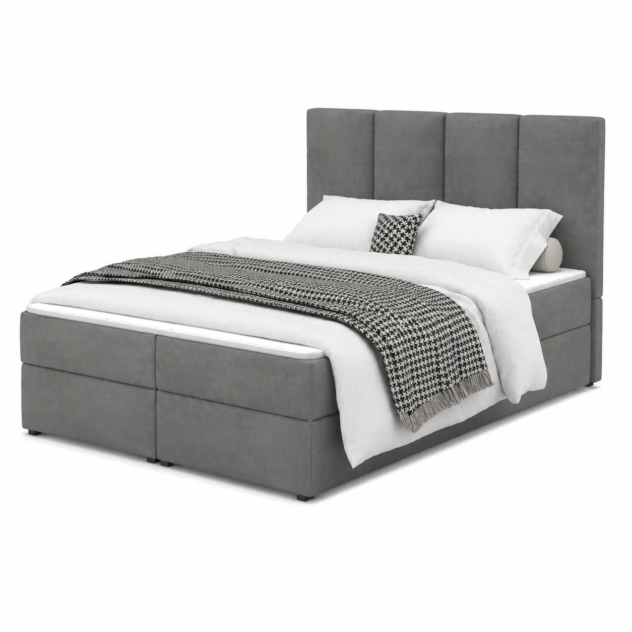 Boxspringbett – 180 × 200 cm, mit Bettkasten, Grau