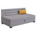 Boxspringbett – 93 × 195 × 42 cm, gepolstert, mit Bettkasten, Grau