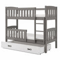 Etagenbett – 200 × 90 cm, mit Schubladen, mit Lattenrost, aus Kiefernholz, Grau