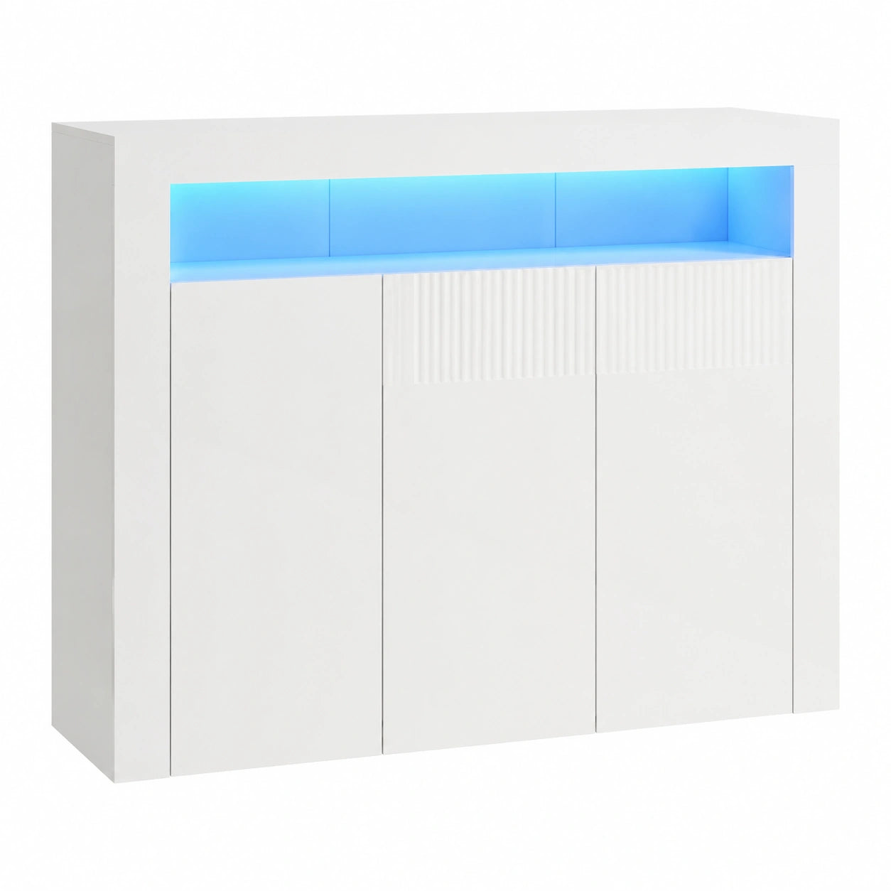 Kommode – 116 × 93 × 35 cm, mit LED-Beleuchtung, mit mehreren Türen, für Küche, Schlafzimmer und Flur