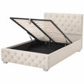 Polsterbett – 120 × 200 cm, gepolstert, mit Stauraum, mit LED-Beleuchtung, mit Lattenrost, Beige