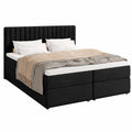 Boxspringbett – gepolstert, mit Stauraum, mit Bettkasten, Schwarz, für Schlafzimmer