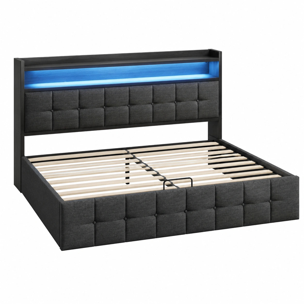 Boxspringbett – gepolstert, mit Stauraum, mit LED-Beleuchtung, mit Bettkasten