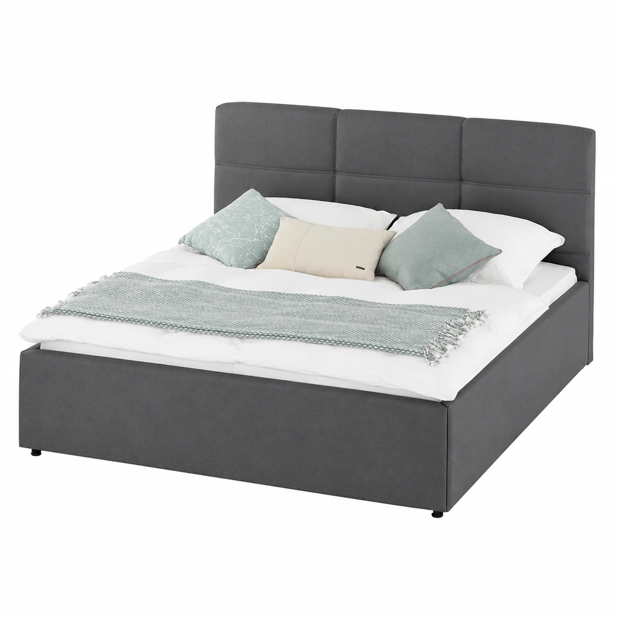 Polsterbett – moderner Stil, gepolstert, aus Holzwerkstoff, Anthrazit